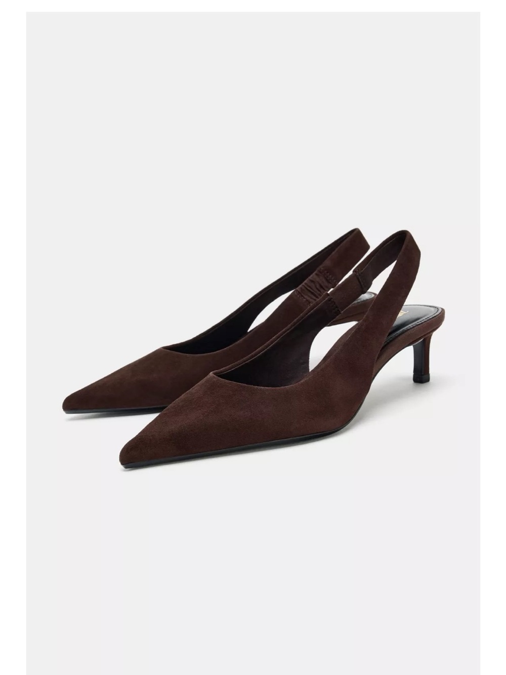 Zara Suede Kitten Heel Slingback
